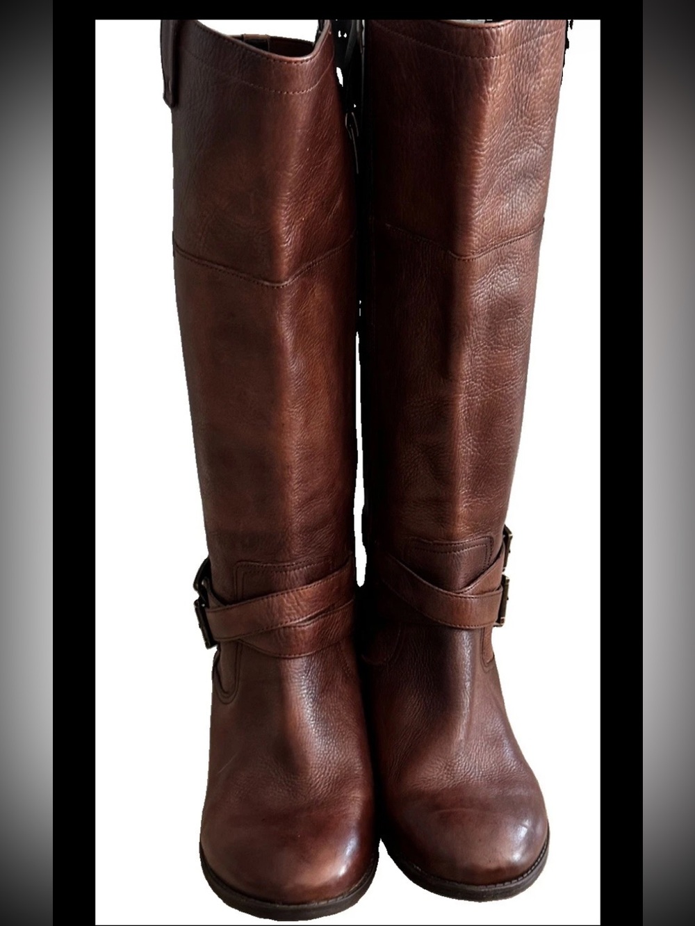 Marc Fisher Audrey Tall Riding Brown Pebbled Leather Boots Side Zip Women’s 10W